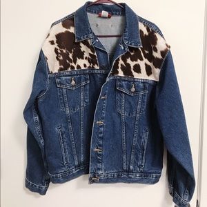 Handmade Cowskin Design Vintage Jean Jacket